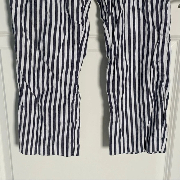 Theory Inza Striped Linen Blend Cropped Wide leg Pants 29040 - Picture 3 of 10